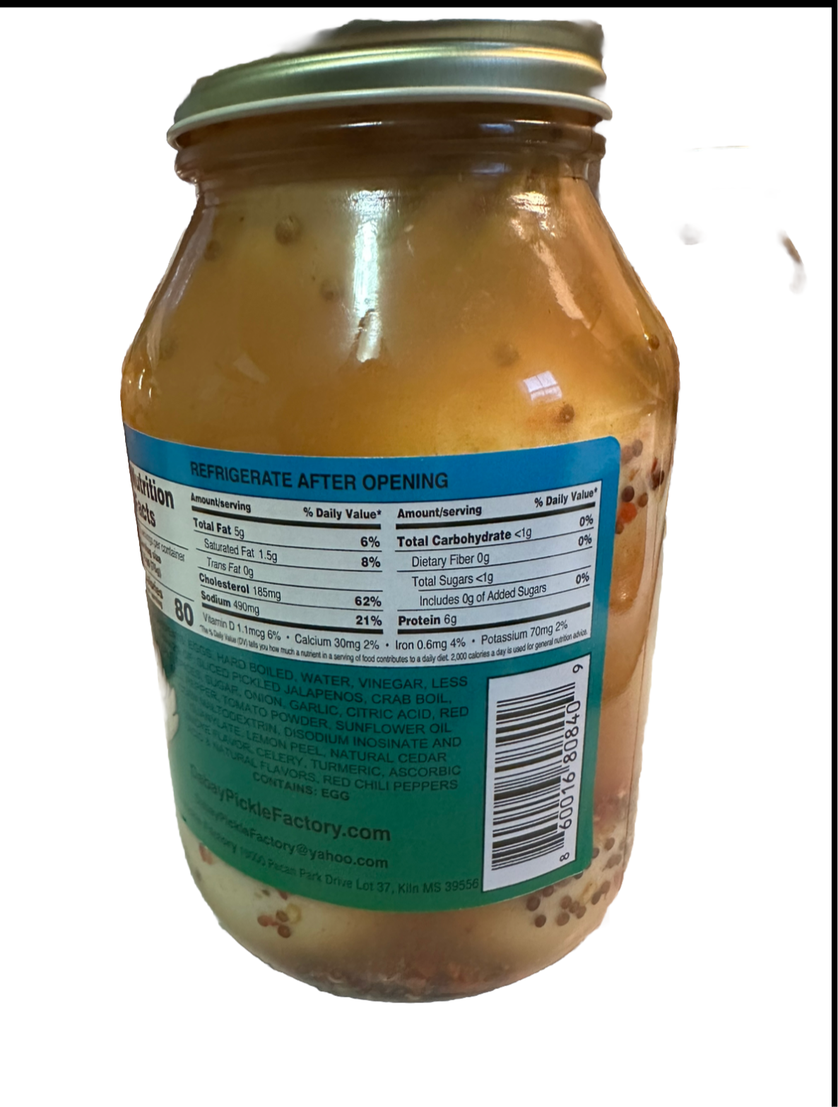 Crazy Cajun Pickled Jumbo Chicken Eggs & Jalapeños (32 fl oz)