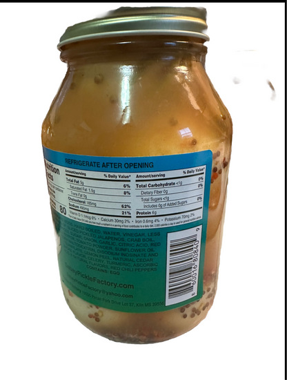 Crazy Cajun Pickled Jumbo Chicken Eggs & Jalapeños (32 fl oz)