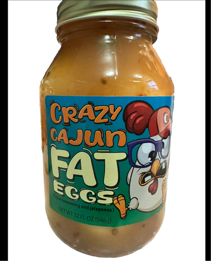 Crazy Cajun Pickled Jumbo Chicken Eggs & Jalapeños (32 fl oz)