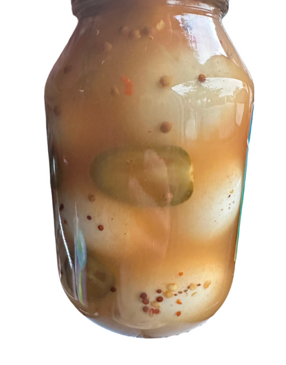 Crazy Cajun Pickled Jumbo Chicken Eggs & Jalapeños (32 fl oz)
